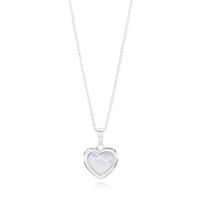 Sterling silver and mother-of-pearl heart pendant necklace